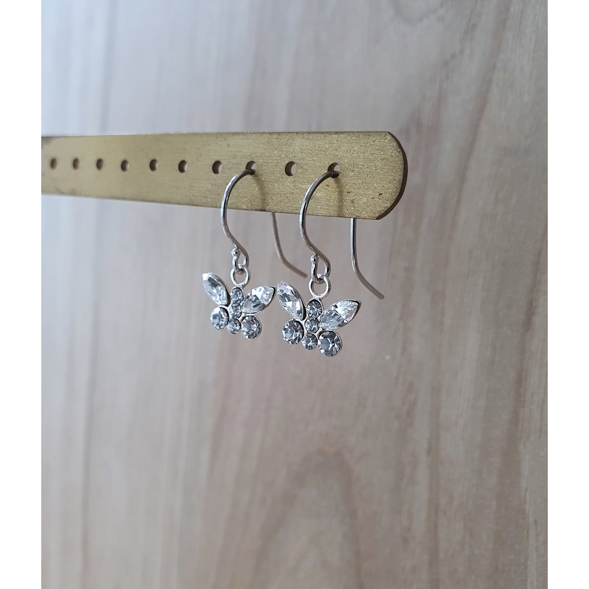 Rhodium plated butterfly earrings with Austrian Zirconia