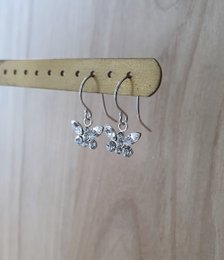 Rhodium plated butterfly earrings with Austrian Zirconia