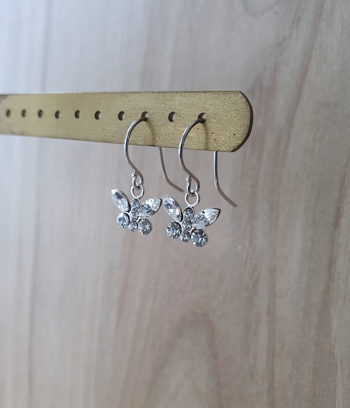 Rhodium plated butterfly earrings with Austrian Zirconia