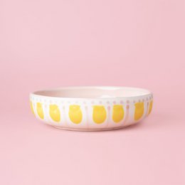 Piatto in ceramica grattugia aglio - Rosa e Giallo - Valentina grande