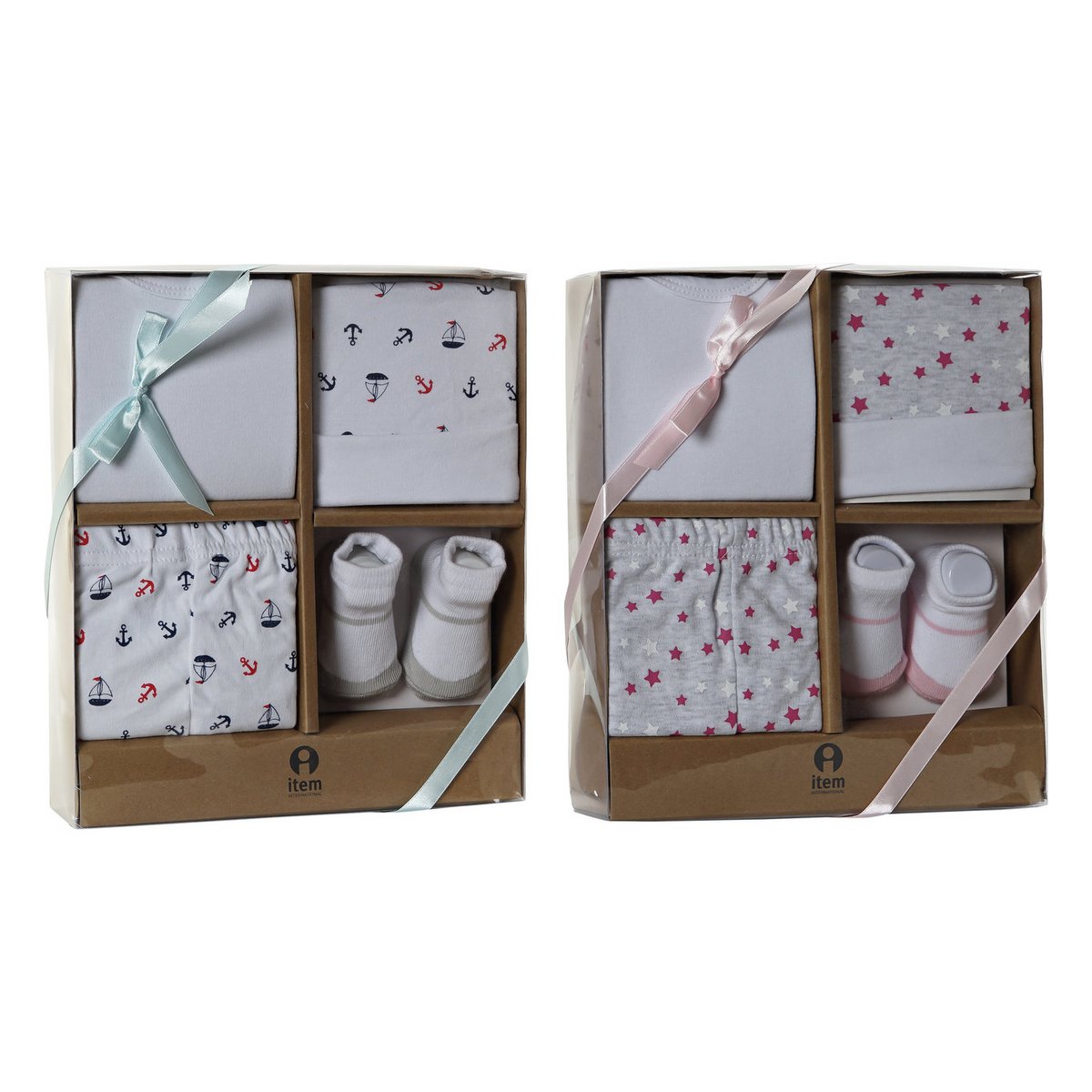 BEBE SET 4 ALGODON 24X28X7 0-6 MESES 2 SURT. BE177918