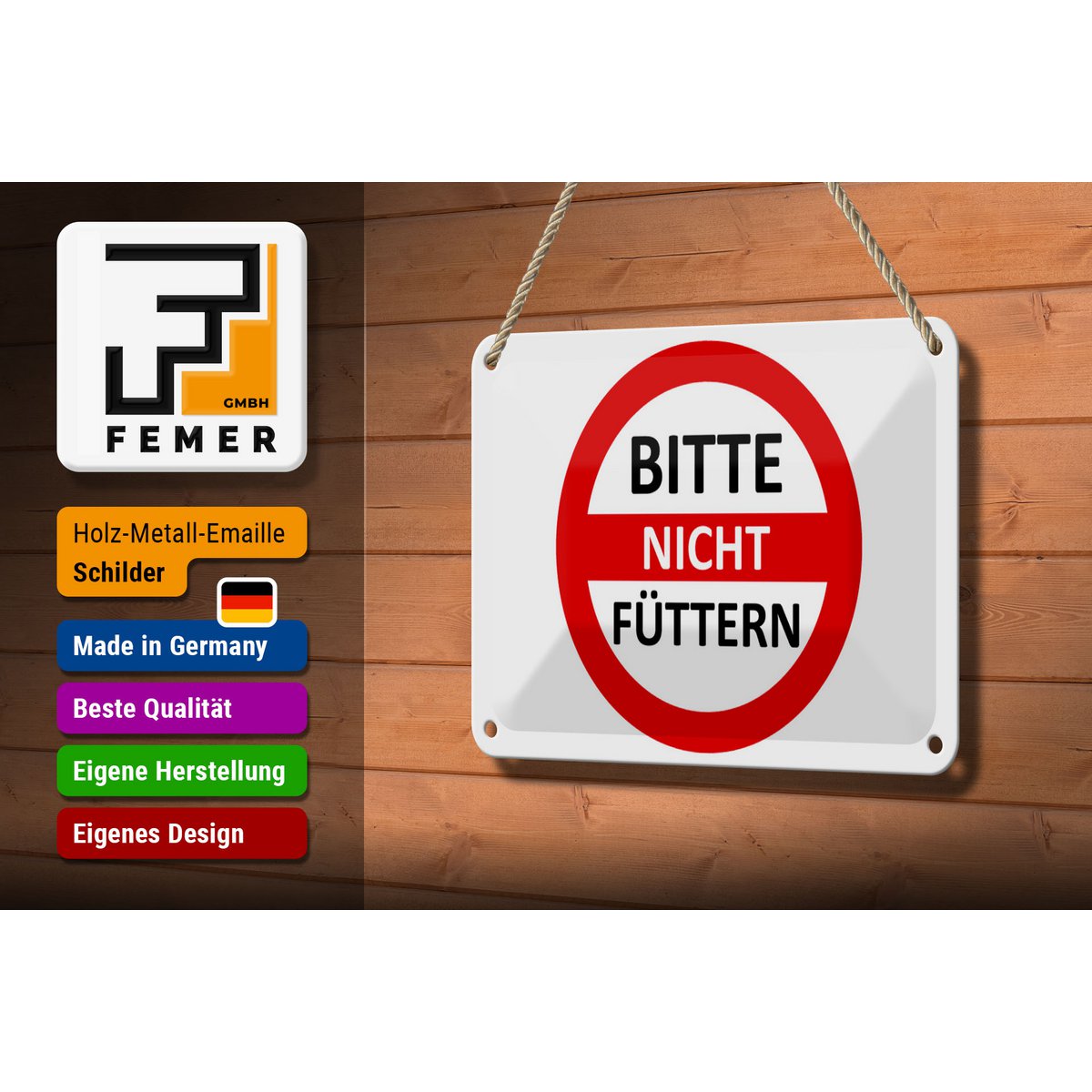 Tin sign warning sign 18x12cm Please do not feed (red/white) sign