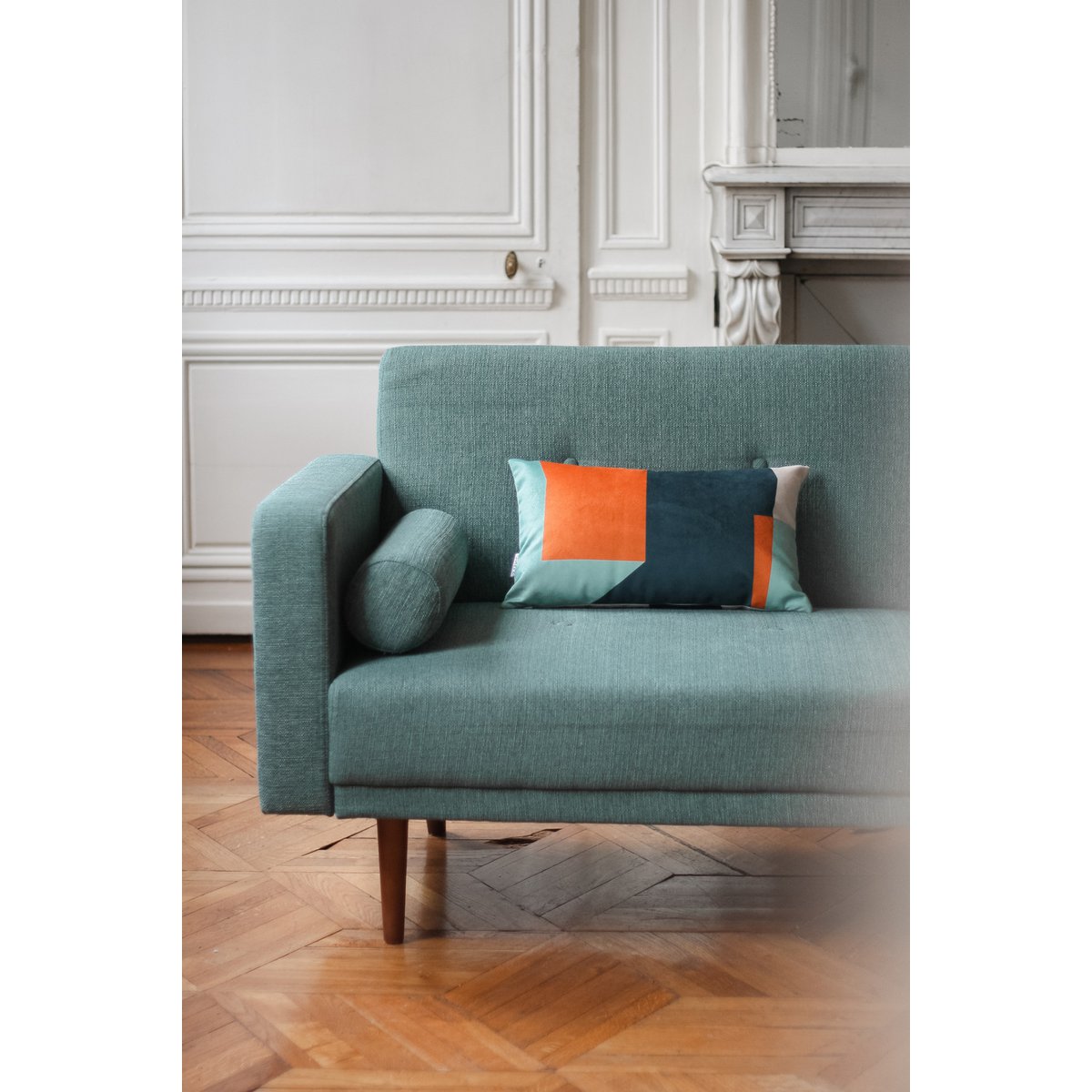 Coussin Dunes en velours motifs géométriques