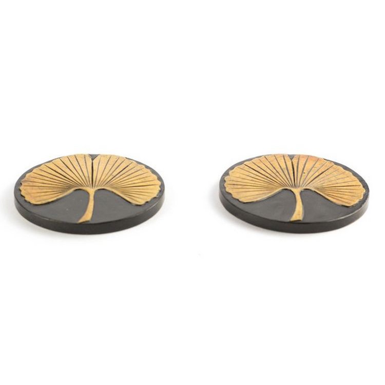 Set of 2 gingko bottle coasters in stone 