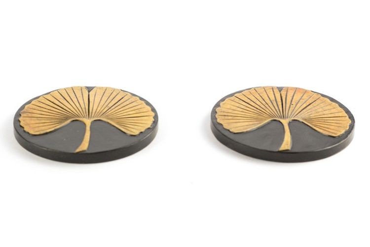 Set of 2 gingko bottle coasters in stone 