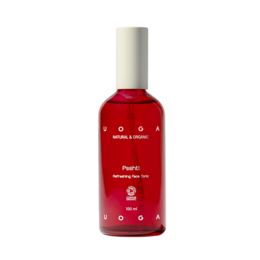A refreshing rose toner in a 100ml bottle, suitable for cleansing the skin.