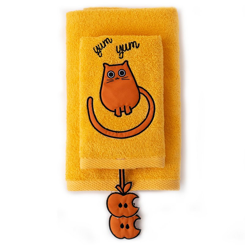 Milk & Moo Juego de 2 toallas de mano para niños Chubby Cat, 100 % algodón