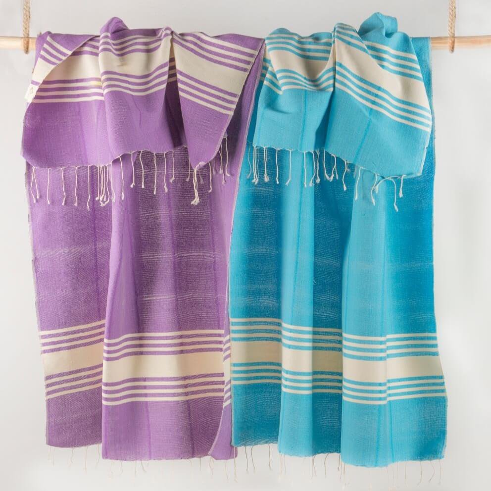 Indigo Cotton Hammam Towel, Hand-Loomed