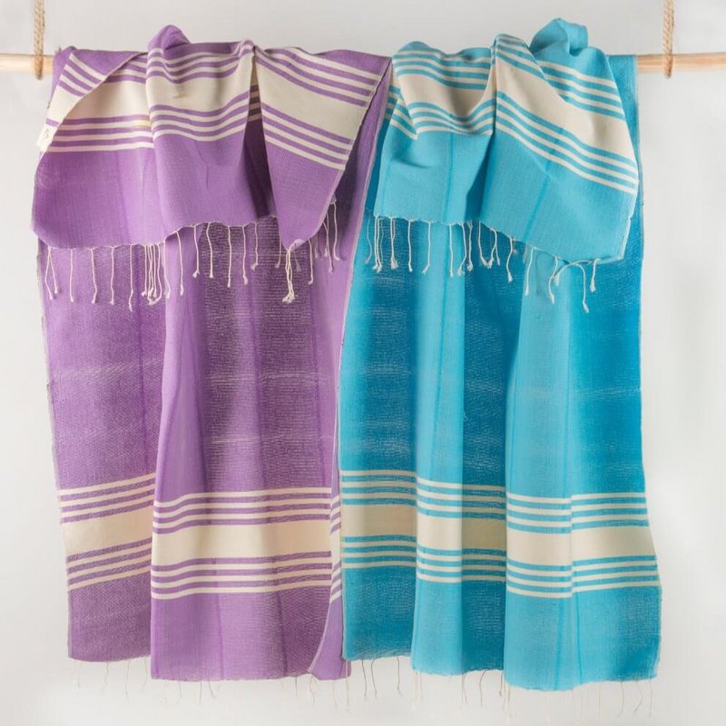 Indigo Cotton Hammam Towel, Hand-Loomed