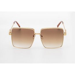 Square gold sunglasses, brown gradient lenses, UV400 protection, classic luxury style, metal frame