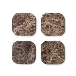 Coaster marmor - økologisk - brun sæt med 4 stk - 10x10x1cm