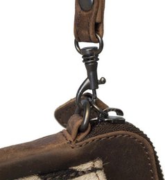 Telefontasche dunkelbraunes Leder mit Tierdruck dunkelbrauner Damenbeutel kleiner Crossbody