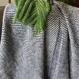 Herringbone Throw Blanket-Navy Blue