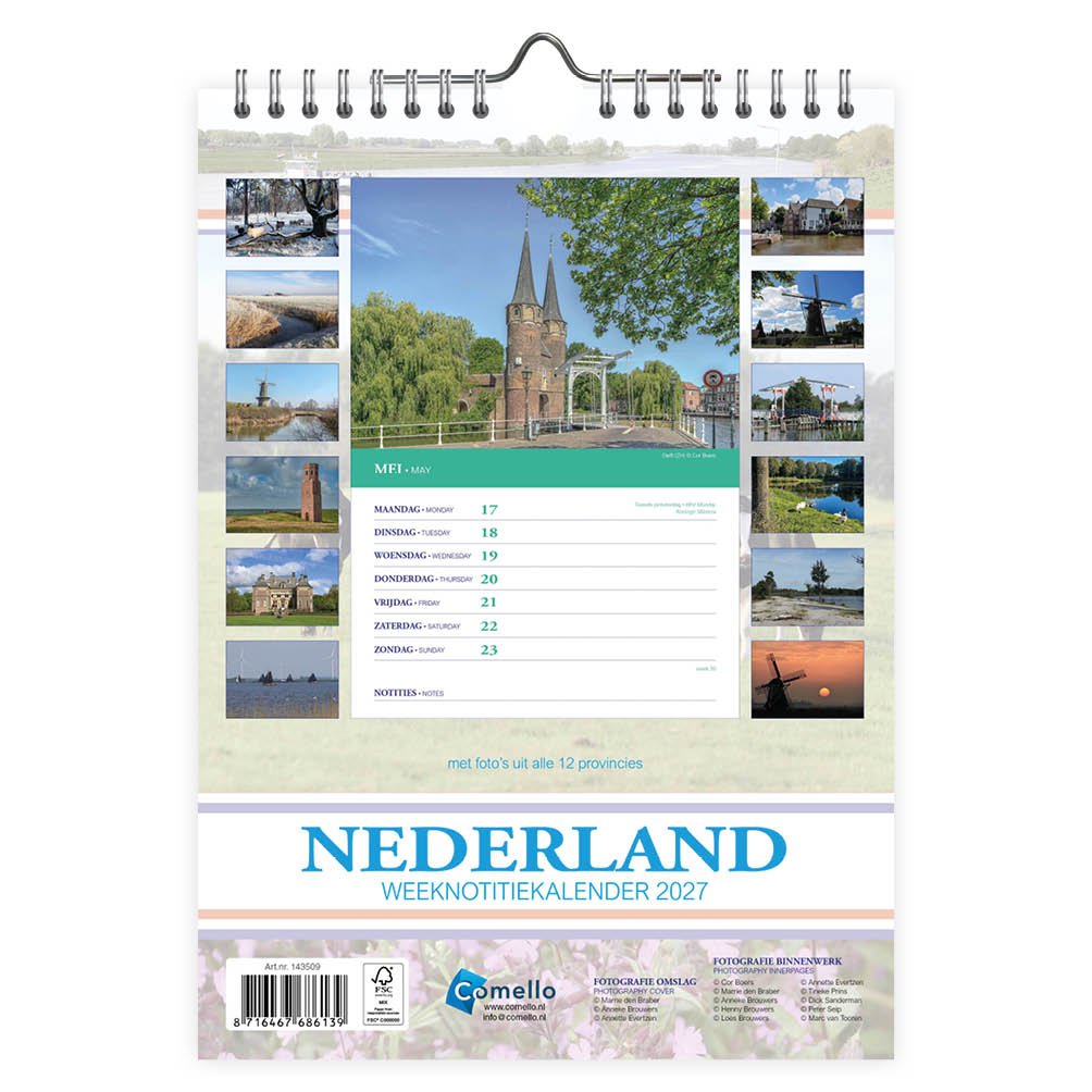 0003 Nederland WEEKnotitiekalender Weide met Koeien 2027