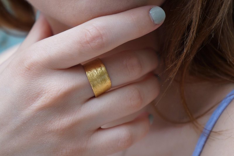 Gold-Silber-Blatt-Ring, vergoldeter Sterling-Silber-Schmuck, Geschenk für Sie, Olivenblatt-Band, handgefertigter Schmuck, Geschenk für Frauen, Statement-Ring