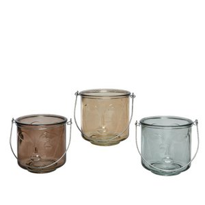 Tealight holder face glass H11.6cm