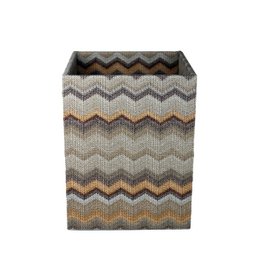 Corbeille à papier motif carré zigzag marron poubelle simili cuir
