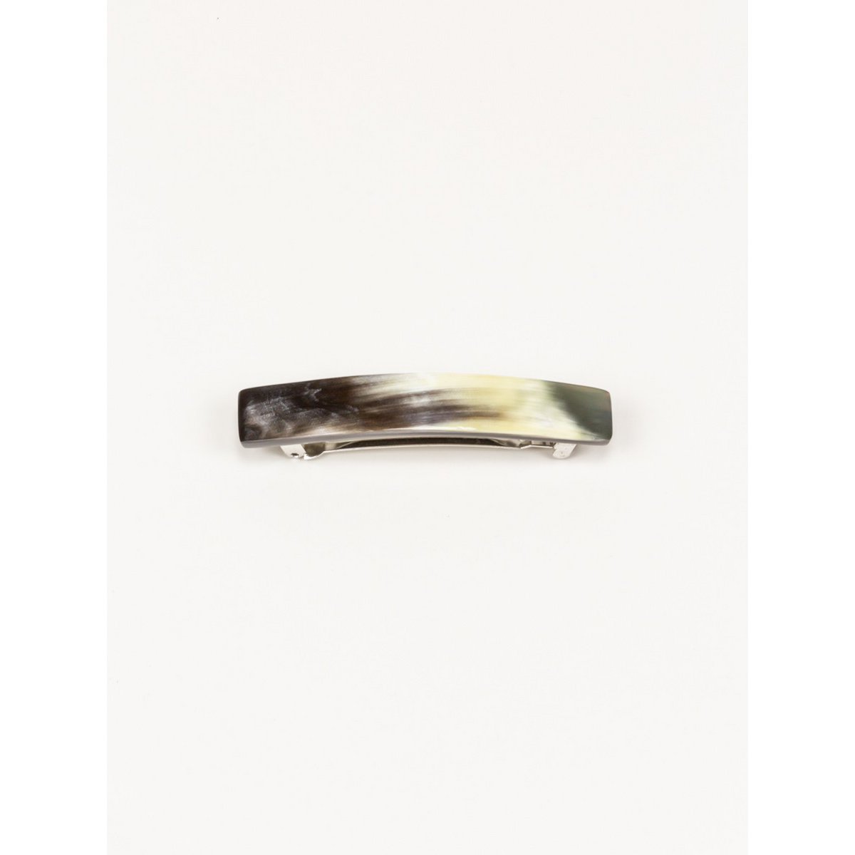 Petite barrette rectangulaire en corne noire africaine