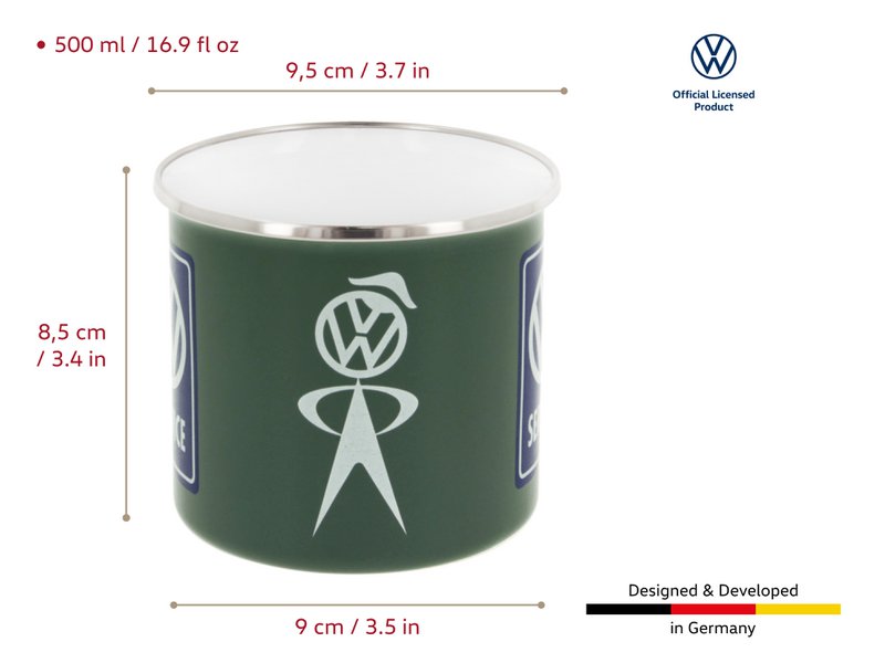 Volkswagen VW T1 Bus Emaljekrus 500ml i gaveæske - Klassisk Bus/Petrol Blå