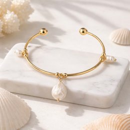 Bianca Mare - Bracciale rigido con Perle