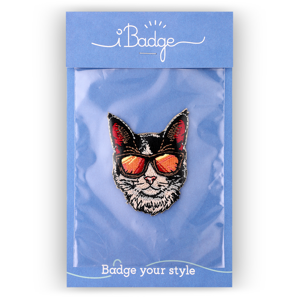 Sticker- en strijkbadge Kat zwart wit