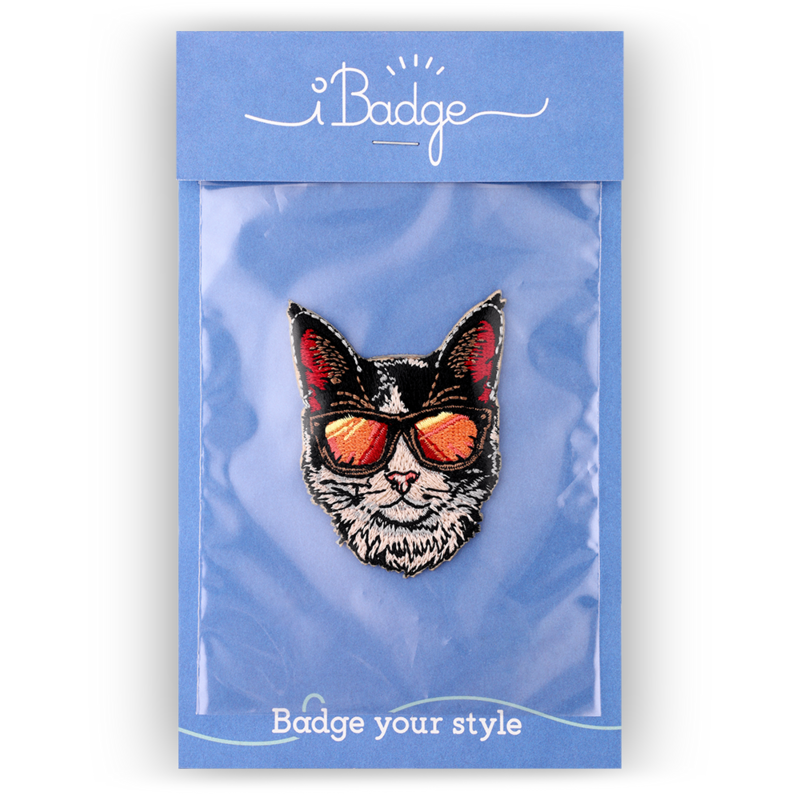 Sticker- en strijkbadge Kat zwart wit
