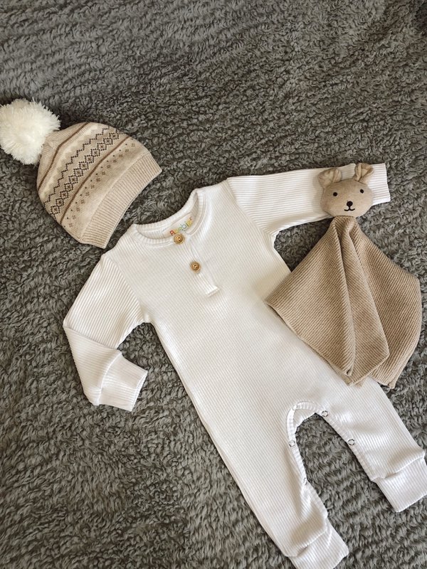 White ribbed romper