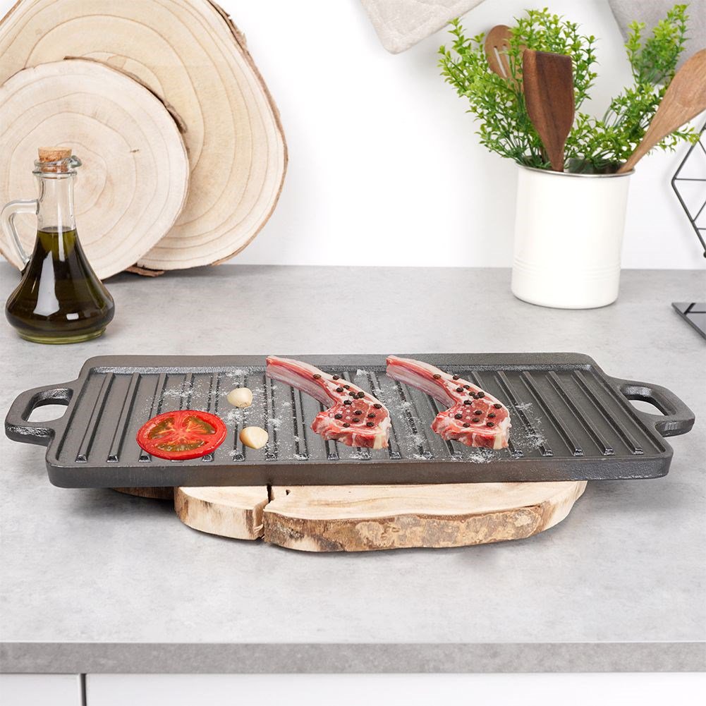 Grillplatte Gusseisen doppelseitige Litina 45,4x23 cm