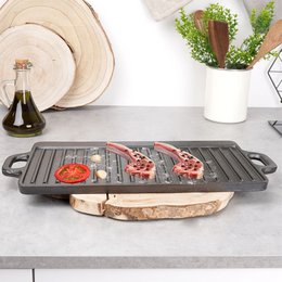 Placa de parrilla Litina de hierro fundido de doble cara 45.4x23 cm