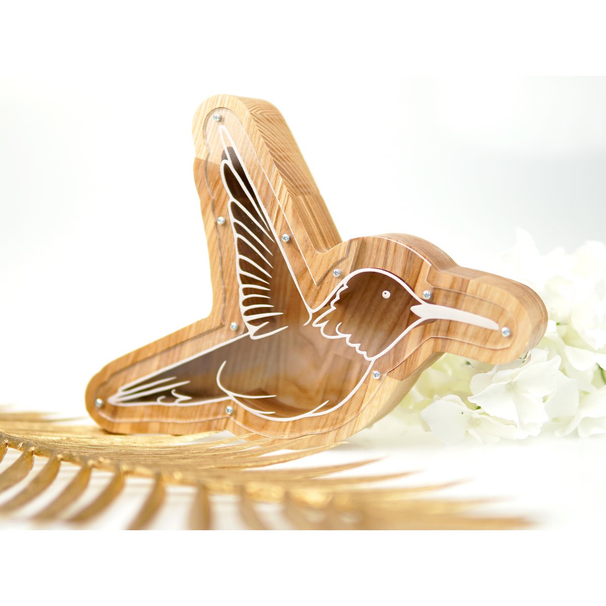 Wooden Piggy Bank Hummingbird