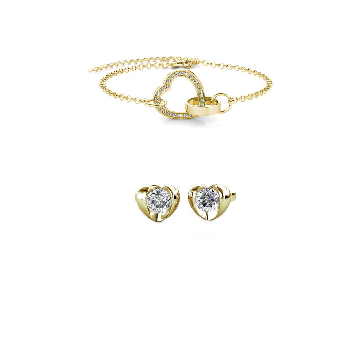 Simply Love Locked Heart Set and Box - Guld og Krystal
