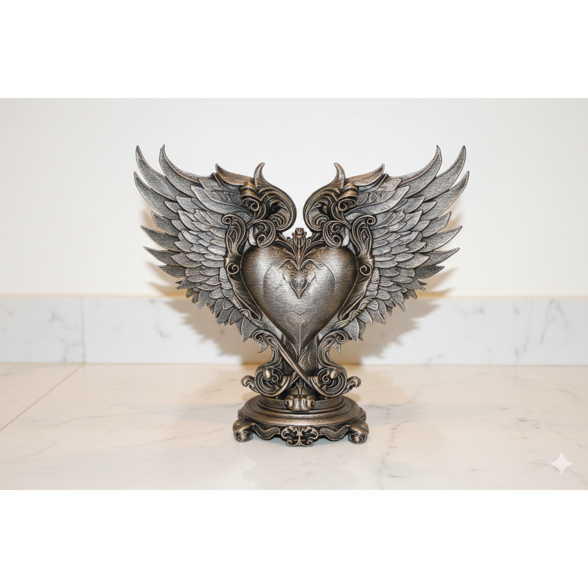 Sculpture de cœur ailé – peinte à la main