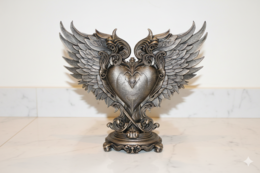 Sculpture de cœur ailé – peinte à la main