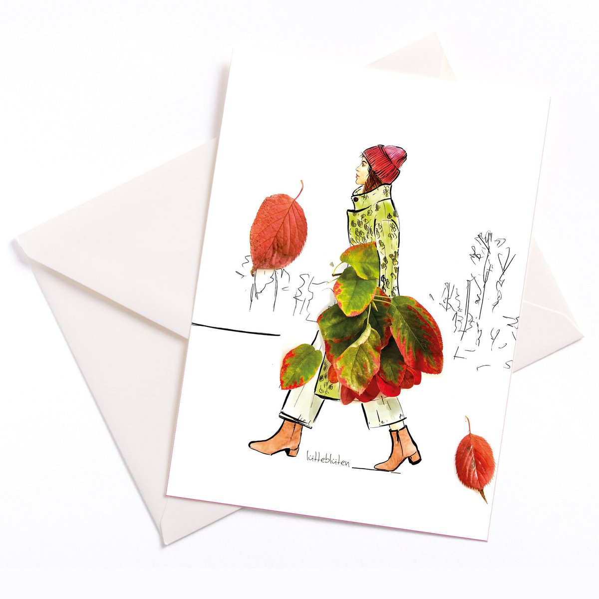 Kaart met envelop | Kleurrijke bladeren
