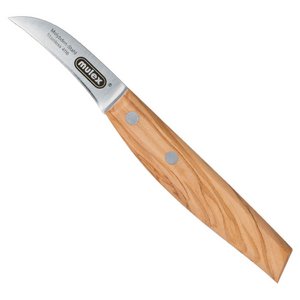Schälmesser geschmiedet mit Olivenholzgriff - Tourniermesser gebogen