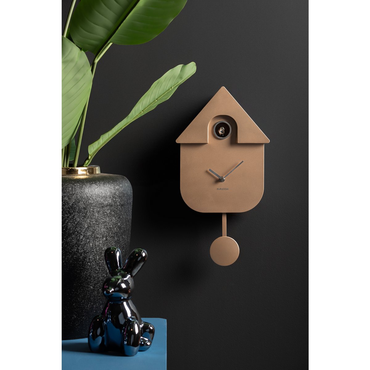Wall Clock Modern Cuckoo Metallic