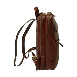 Leather backpack with backside troller strap- Brown