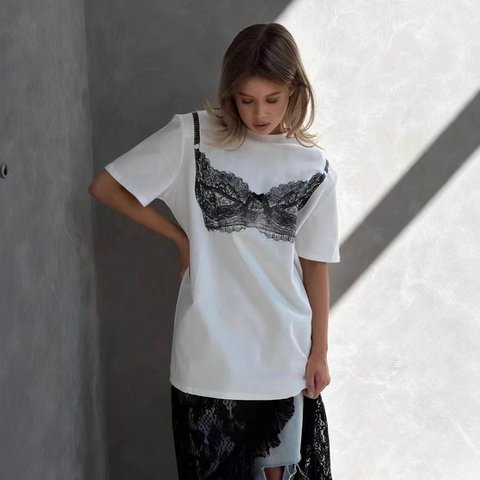 Kurzärmliges T-Shirt-Oberteil für Damen aus reiner Baumwolle