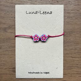 Bracciale per bambini Luna-Leena fiore viola - fatto a mano in Nepal