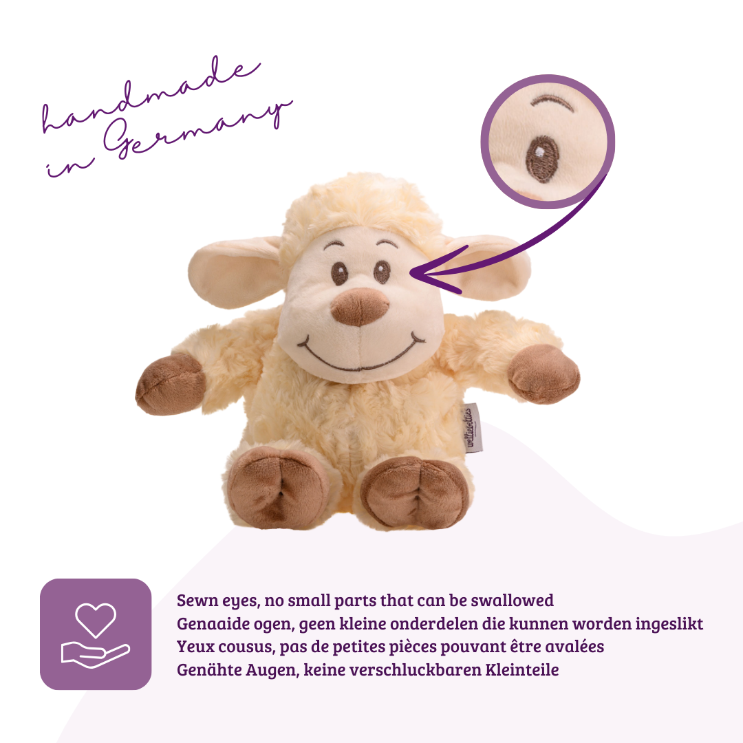Heat cushion, the natural hot water bottle as a warm cuddly toy sheep large with organic millet filling and health herbs