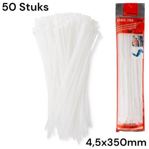 Timmy Toys - Wreckman Kabel Binders - Wit - 3,5x350 mm - 50 stuks