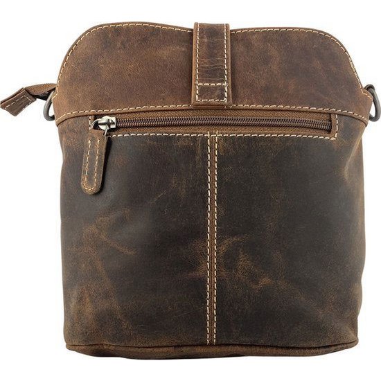 Cognac Buffalo Leder Crossbody -Tasche für Frauen - Umhängetasche mit Büchertaschenverschluss und Vintage -Look, perfekt für einen stilvollen und zeitlosen Look.