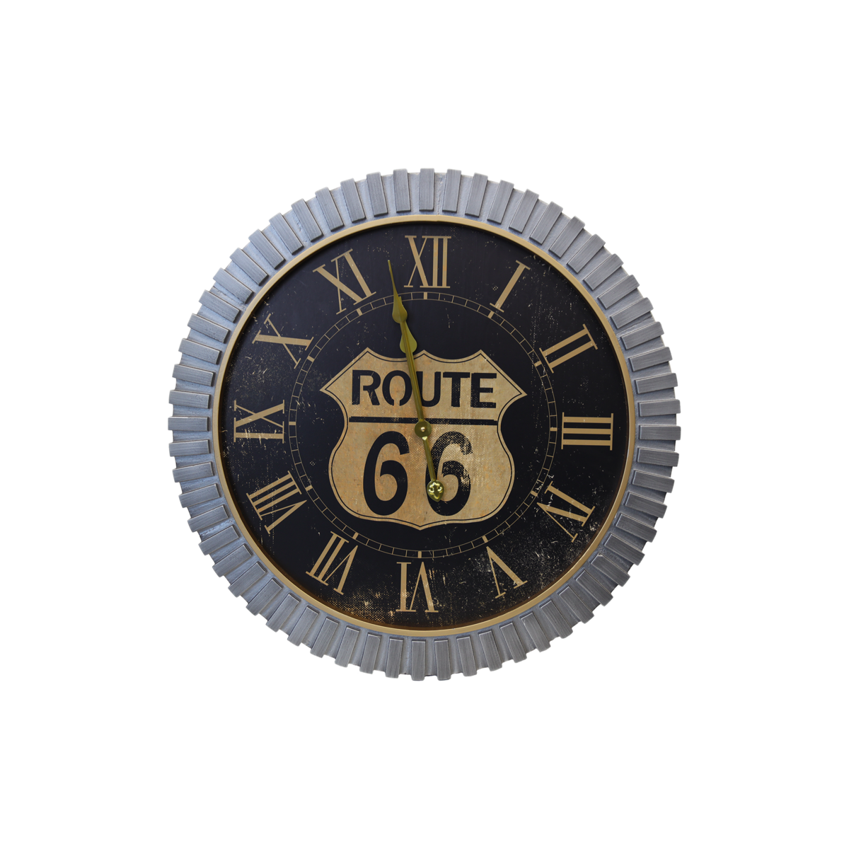 Route 66 zwart/goud metalen klok Ø 70 cm