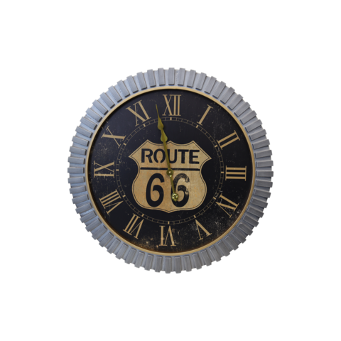 Route 66 schwarz/goldene Metalluhr Ø 70 cm