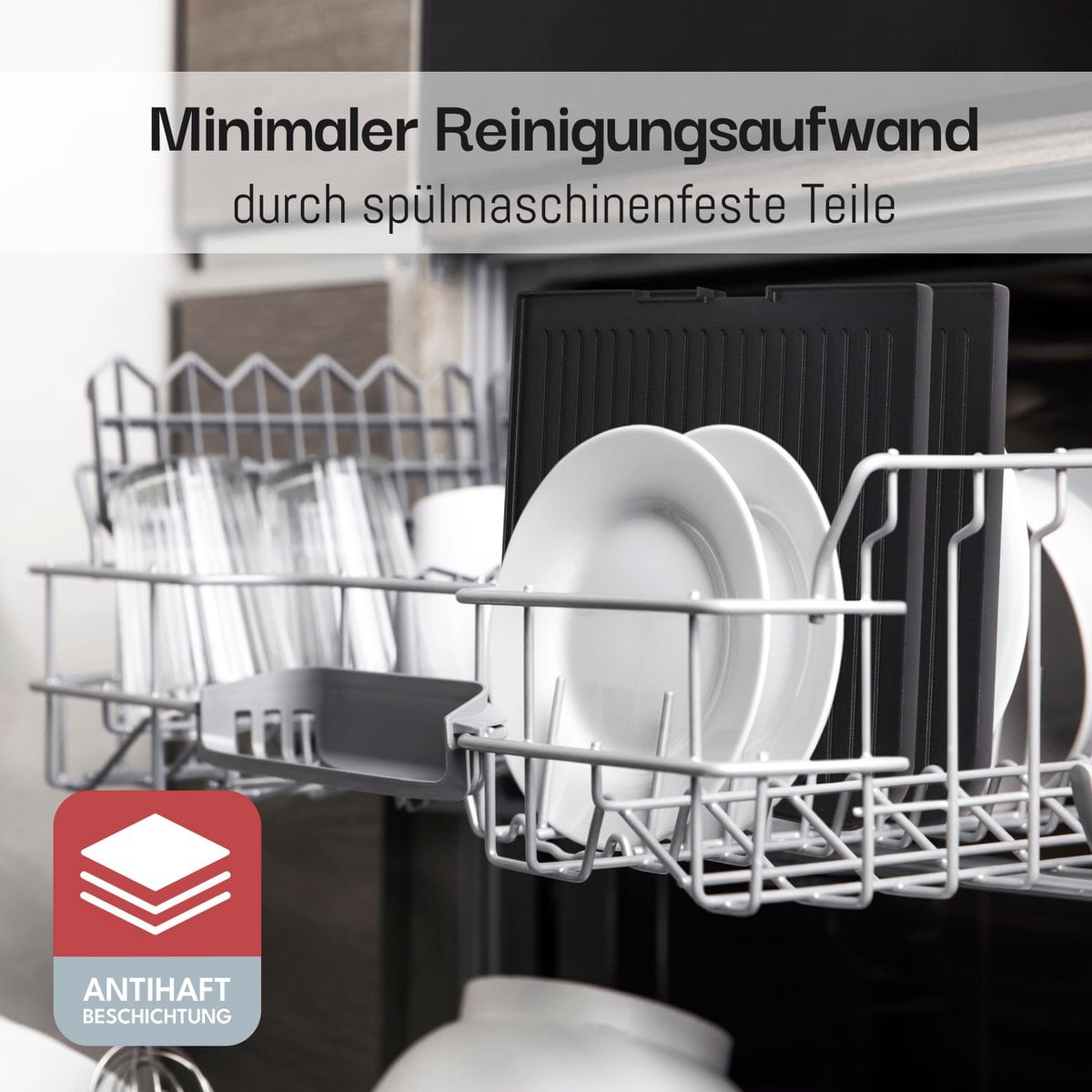 LEBENLANG Elektrogrill Tischgrill elektrisch - Inkl. Grillzange & Spritzschutz I 2400W Für Drinnen & Draußen I Gril Elektro Grill für Balkon Tisch I Elektrischer Plattengrill Indoor Grills Indoorgrill