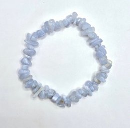 Crystal Gemstone Blue Lace Agate / Blue Lace Agate Chips Armbånd - 19 cm (Blå Kalcedon)