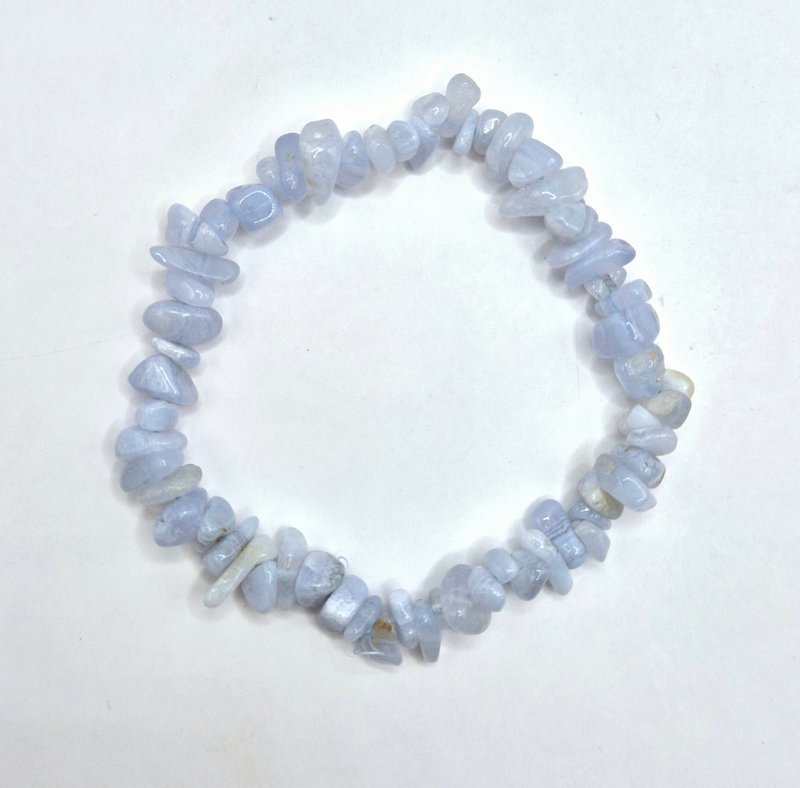 Crystal Gemstone Blue Lace Agate / Blue Lace Agate Chips Armbånd - 19 cm (Blå Kalcedon)