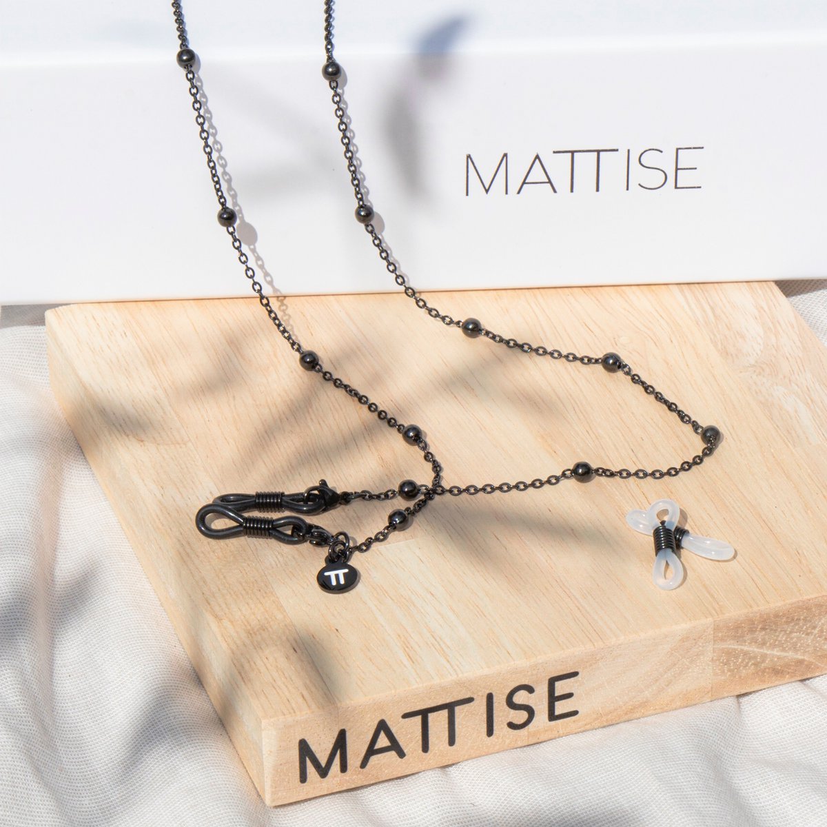 Glasses Cord Balls Black — 100% Stainless Steel & Unisex Eyewear Cords for Women and Men — Glasses Chain with Extra Loops — Brillenkoord Brillenband Brillenkette Cordon de Lunettes Cordón Para Gafas
