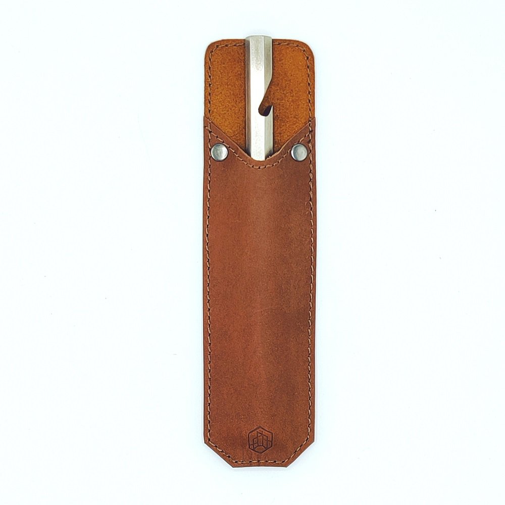 Bottle opener with leather sleeve, Brut Homeware