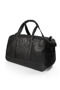 K0024AB | Travel Bag in Canvas/Genuine Leather, full grain, flywheel - Color Black. Accessories Antiqued Nickel, Zip closure. Dimensions: 48 x 31 x 22 cm - Packaging: Tnt bag